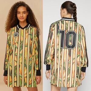 NEW Adidas x Farm Premium Stripe-Tropical Print Dress Tunic Top Sz XS Maximalist